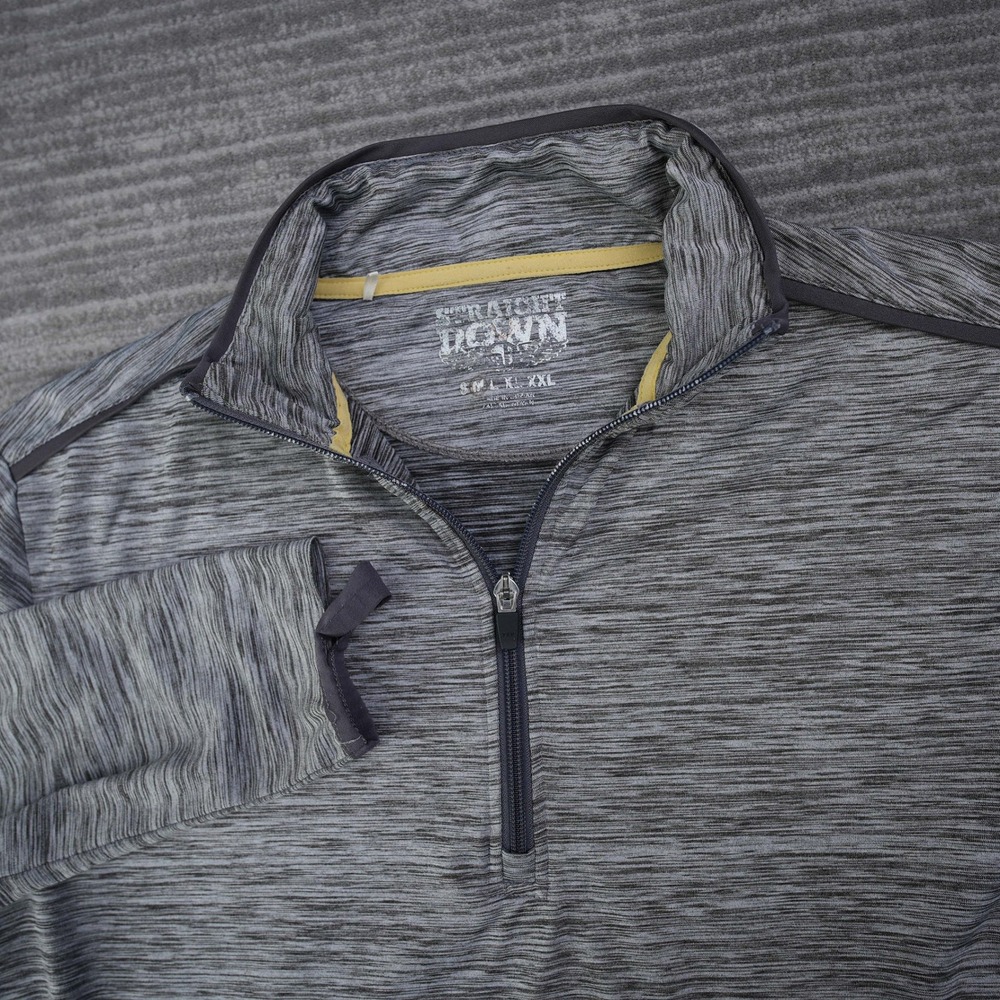 Straight Down Men XL Gray Space Dye Quarter Zip Pullover Golf Activewear Top